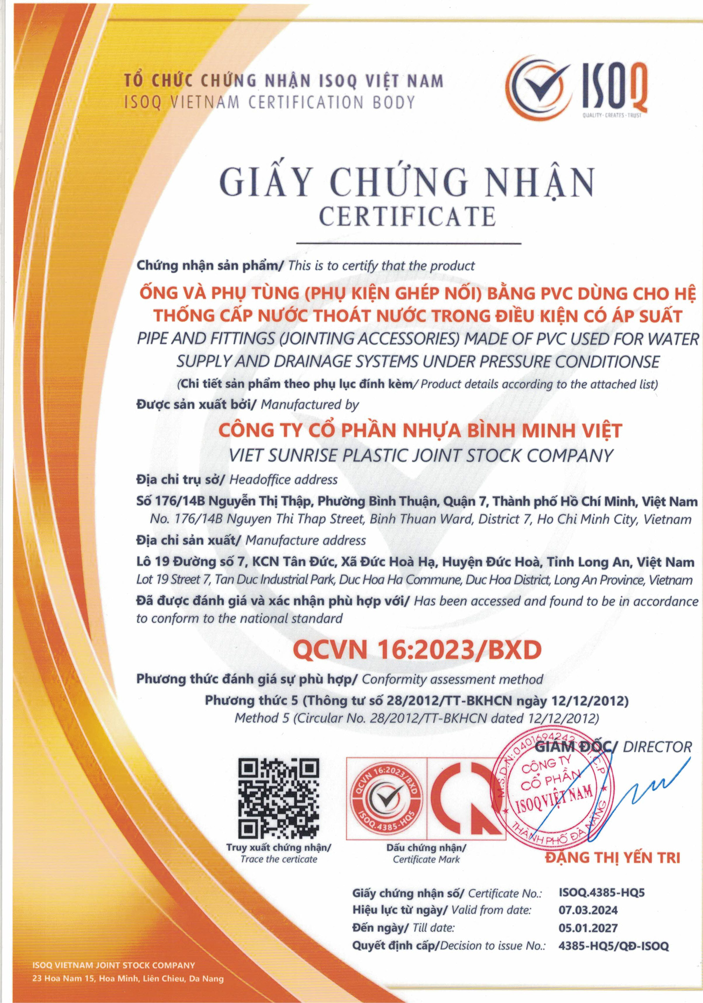 Giấy chứng nhận hợp quy QCVN 16:2023/BXD